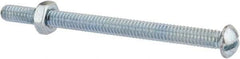 Value Collection - 1/4-20 UNC, 3-1/2" Length Under Head Slotted Drive Machine Screw - Round Head, Grade 2 Steel, Zinc-Plated Finish, Without Washer - Exact Tool & Supply