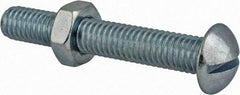 Value Collection - 3/8-16 UNC, 2-1/2" Length Under Head Slotted Drive Machine Screw - Round Head, Grade 2 Steel, Zinc-Plated Finish, Without Washer - Exact Tool & Supply