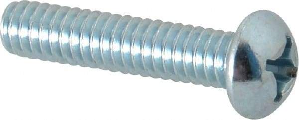 Value Collection - #12-24 UNC, 1" Length Under Head Phillips Drive Machine Screw - Round Head, Grade J82 Steel, Zinc-Plated Finish, Without Washer - Exact Tool & Supply