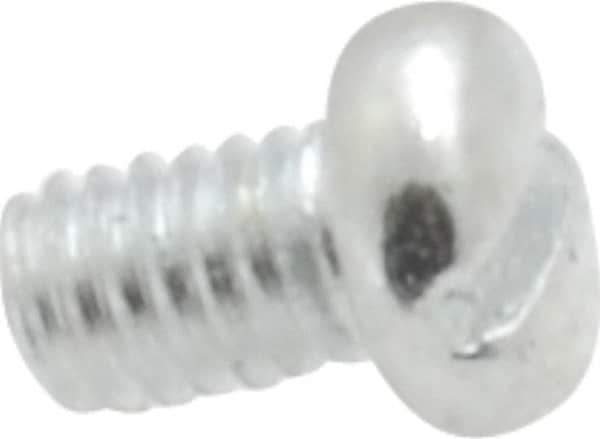 Value Collection - M2.6x0.40, 4mm Length Under Head Slotted Drive Machine Screw - Pan Head, Grade 4.8 Steel, Zinc-Plated Finish, Without Washer - Exact Tool & Supply