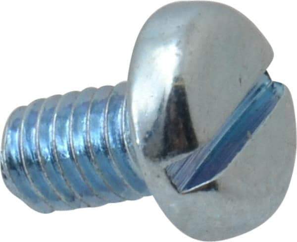 Value Collection - M3x0.50, 5mm Length Under Head Slotted Drive Machine Screw - Pan Head, Grade 4.8 Steel, Zinc-Plated Finish, Without Washer - Exact Tool & Supply