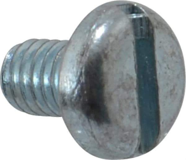 Value Collection - M4x0.70, 6mm Length Under Head Slotted Drive Machine Screw - Pan Head, Grade 4.8 Steel, Zinc-Plated Finish, Without Washer - Exact Tool & Supply