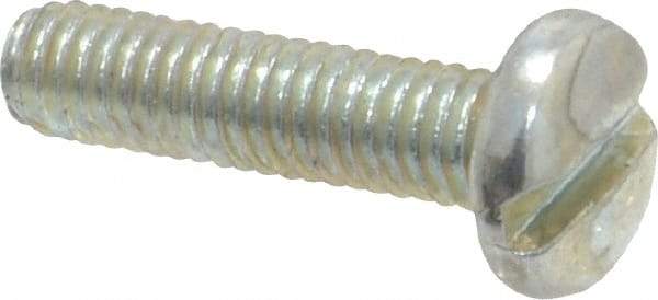 Value Collection - M4x0.70, 16mm Length Under Head Slotted Drive Machine Screw - Pan Head, Grade 4.8 Steel, Zinc-Plated Finish, Without Washer - Exact Tool & Supply