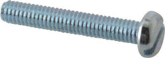 Value Collection - M4x0.70, 25mm Length Under Head Slotted Drive Machine Screw - Pan Head, Grade 4.8 Steel, Zinc-Plated Finish, Without Washer - Exact Tool & Supply