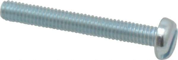 Value Collection - M4x0.70, 30mm Length Under Head Slotted Drive Machine Screw - Pan Head, Grade 4.8 Steel, Zinc-Plated Finish, Without Washer - Exact Tool & Supply