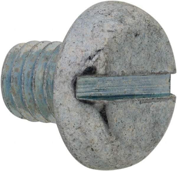 Value Collection - M5x0.80, 6mm Length Under Head Slotted Drive Machine Screw - Pan Head, Grade 4.8 Steel, Zinc-Plated Finish, Without Washer - Exact Tool & Supply