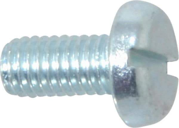 Value Collection - M5x0.80, 10mm Length Under Head Slotted Drive Machine Screw - Pan Head, Grade 4.8 Steel, Zinc-Plated Finish, Without Washer - Exact Tool & Supply