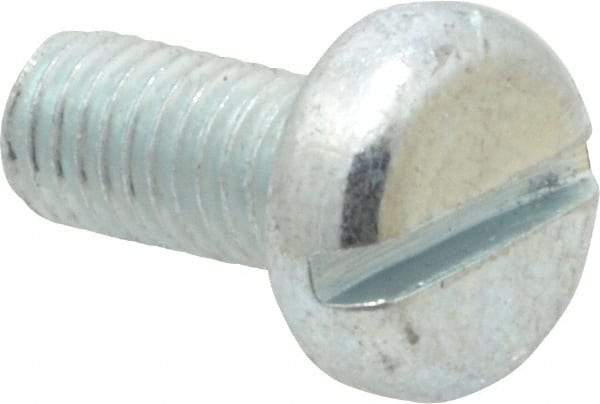 Value Collection - M5x0.80, 12mm Length Under Head Slotted Drive Machine Screw - Pan Head, Grade 4.8 Steel, Zinc-Plated Finish, Without Washer - Exact Tool & Supply
