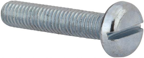 Value Collection - M5x0.80, 25mm Length Under Head Slotted Drive Machine Screw - Pan Head, Grade 4.8 Steel, Zinc-Plated Finish, Without Washer - Exact Tool & Supply