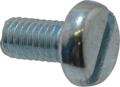 Value Collection - M6x1.00, 12mm Length Under Head Slotted Drive Machine Screw - Pan Head, Grade 4.8 Steel, Zinc-Plated Finish, Without Washer - Exact Tool & Supply