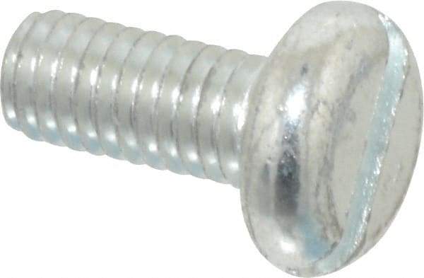 Value Collection - M6x1.00, 14mm Length Under Head Slotted Drive Machine Screw - Pan Head, Grade 4.8 Steel, Zinc-Plated Finish, Without Washer - Exact Tool & Supply