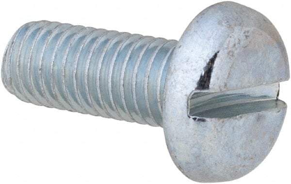 Value Collection - M8x1.25, 20mm Length Under Head Slotted Drive Machine Screw - Pan Head, Grade 4.8 Steel, Zinc-Plated Finish, Without Washer - Exact Tool & Supply