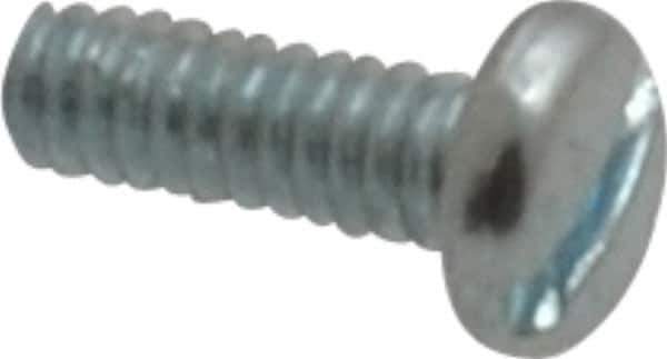 Value Collection - #2-56 UNC, 1/4" Length Under Head Slotted Drive Machine Screw - Pan Head, Grade J82 Steel, Zinc-Plated Finish, Without Washer - Exact Tool & Supply