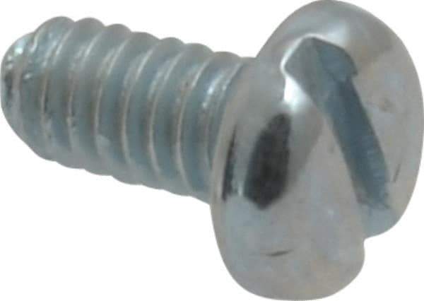 Value Collection - #5-40 UNC, 1/4" Length Under Head Slotted Drive Machine Screw - Pan Head, Grade 2 Steel, Zinc-Plated Finish, Without Washer - Exact Tool & Supply