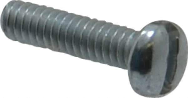 Value Collection - #5-40 UNC, 1/2" Length Under Head Slotted Drive Machine Screw - Pan Head, Grade 2 Steel, Zinc-Plated Finish, Without Washer - Exact Tool & Supply