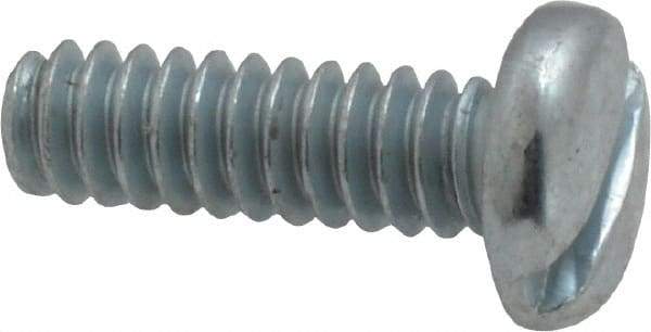 Value Collection - #6-32 UNC, 7/16" Length Under Head Slotted Drive Machine Screw - Pan Head, Grade 2 Steel, Zinc-Plated Finish, Without Washer - Exact Tool & Supply