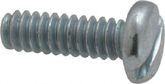 Value Collection - #6-32 UNC, 7/16" Length Under Head Slotted Drive Machine Screw - Pan Head, Grade 2 Steel, Zinc-Plated Finish, Without Washer - Exact Tool & Supply