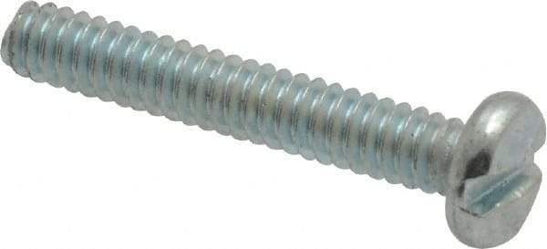 Value Collection - #6-32 UNC, 7/8" Length Under Head Slotted Drive Machine Screw - Pan Head, Grade J82 Steel, Zinc-Plated Finish, Without Washer - Exact Tool & Supply