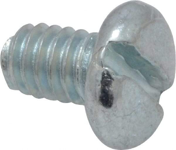 Value Collection - #8-32 UNC, 1/4" Length Under Head Slotted Drive Machine Screw - Pan Head, Grade 2 Steel, Zinc-Plated Finish, Without Washer - Exact Tool & Supply