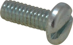 Value Collection - #8-32 UNC, 7/16" Length Under Head Slotted Drive Machine Screw - Pan Head, Grade J82 Steel, Zinc-Plated Finish, Without Washer - Exact Tool & Supply