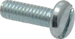 Value Collection - #8-32 UNC, 1/2" Length Under Head Slotted Drive Machine Screw - Pan Head, Grade 2 Steel, Zinc-Plated Finish, Without Washer - Exact Tool & Supply