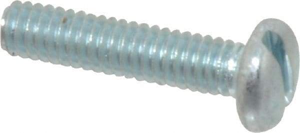 Value Collection - #8-32 UNC, 3/4" Length Under Head Slotted Drive Machine Screw - Pan Head, Grade J82 Steel, Zinc-Plated Finish, Without Washer - Exact Tool & Supply