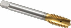 OSG - 5/8-11 UNC, 3 Flute, TiN Finish, Vanadium High Speed Steel Spiral Point Tap - Plug Chamfer, Right Hand Thread, 110mm OAL, 1-13/16" Thread Length, 0.48" Shank Diam, 2B Class of Fit - Exact Tool & Supply