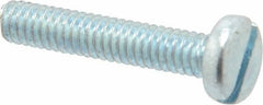 Value Collection - #8-32 UNC, 7/8" Length Under Head Slotted Drive Machine Screw - Pan Head, Grade J82 Steel, Zinc-Plated Finish, Without Washer - Exact Tool & Supply