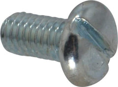 Value Collection - #10-32 UNF, 3/8" Length Under Head Slotted Drive Machine Screw - Pan Head, Grade J82 Steel, Zinc-Plated Finish, Without Washer - Exact Tool & Supply