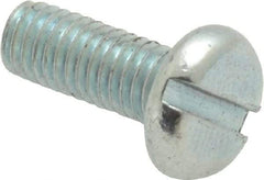 Value Collection - #10-32 UNF, 1/2" Length Under Head Slotted Drive Machine Screw - Pan Head, Grade J82 Steel, Zinc-Plated Finish, Without Washer - Exact Tool & Supply