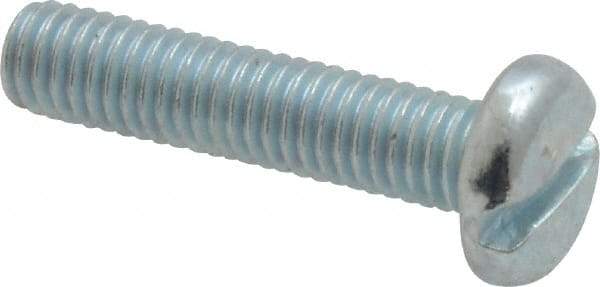 Value Collection - #10-32 UNF, 7/8" Length Under Head Slotted Drive Machine Screw - Pan Head, Grade J82 Steel, Zinc-Plated Finish, Without Washer - Exact Tool & Supply