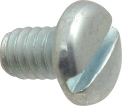 Value Collection - 1/4-20 UNC, 3/8" Length Under Head Slotted Drive Machine Screw - Pan Head, Grade J82 Steel, Zinc-Plated Finish, Without Washer - Exact Tool & Supply