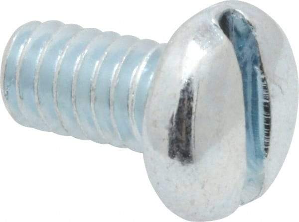 Value Collection - 1/4-20 UNC, 1/2" Length Under Head Slotted Drive Machine Screw - Pan Head, Grade 2 Steel, Zinc-Plated Finish, Without Washer - Exact Tool & Supply