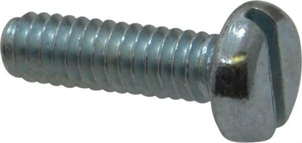 Value Collection - 1/4-20 UNC, 7/8" Length Under Head Slotted Drive Machine Screw - Pan Head, Grade J82 Steel, Zinc-Plated Finish, Without Washer - Exact Tool & Supply