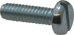Value Collection - 1/4-20 UNC, 7/8" Length Under Head Slotted Drive Machine Screw - Pan Head, Grade J82 Steel, Zinc-Plated Finish, Without Washer - Exact Tool & Supply