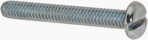 Value Collection - 1/4-20 UNC, 2" Length Under Head Slotted Drive Machine Screw - Pan Head, Grade J82 Steel, Zinc-Plated Finish, Without Washer - Exact Tool & Supply