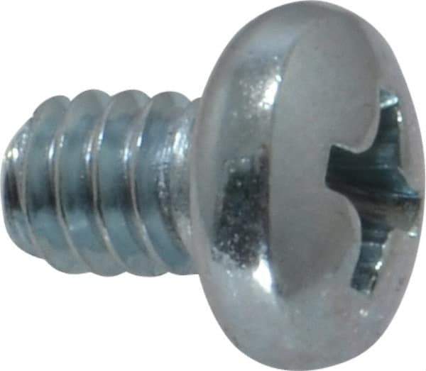 Value Collection - #10-24 UNC, 1/4" Length Under Head Phillips Drive Machine Screw - Pan Head, Grade 2 Steel, Zinc-Plated Finish, Without Washer - Exact Tool & Supply