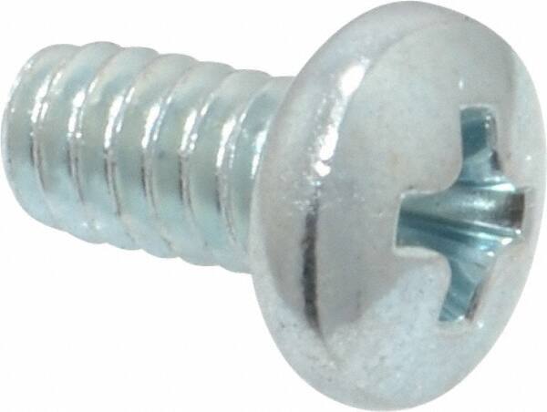 Value Collection - #10-24 UNC, 3/8" Length Under Head Phillips Drive Machine Screw - Pan Head, Grade 2 Steel, Zinc-Plated Finish, Without Washer - Exact Tool & Supply