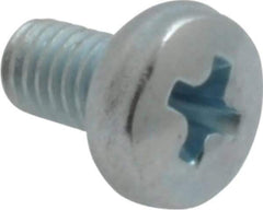 Value Collection - M3x0.50, 5mm Length Under Head Phillips Drive Machine Screw - Pan Head, Grade 4.8 Steel, Zinc-Plated Finish, Without Washer - Exact Tool & Supply