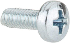 Value Collection - M3x0.50, 8mm Length Under Head Phillips Drive Machine Screw - Pan Head, Grade 4.8 Steel, Zinc-Plated Finish, Without Washer - Exact Tool & Supply