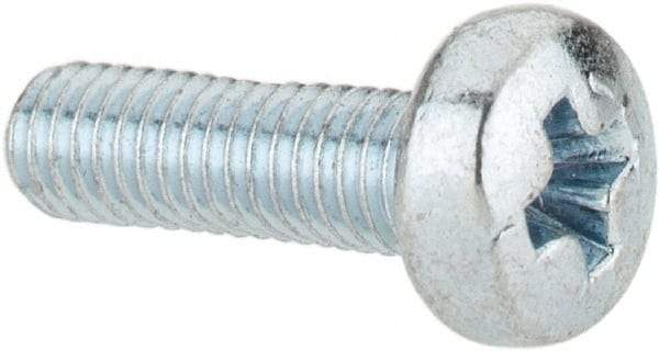 Value Collection - M3x0.50, 10mm Length Under Head Phillips Drive Machine Screw - Pan Head, Grade 4.8 Steel, Zinc-Plated Finish, Without Washer - Exact Tool & Supply