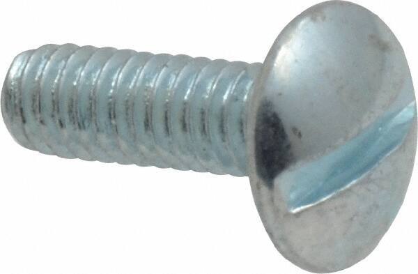 Value Collection - #8-32 UNC, 1/2" Length Under Head Slotted Drive Machine Screw - Truss Head, Grade 2 Steel, Zinc-Plated Finish, Without Washer - Exact Tool & Supply