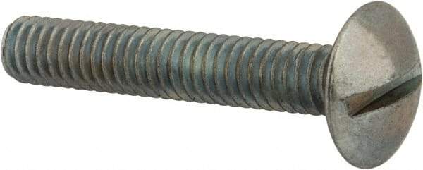 Value Collection - #8-32 UNC, 1" Length Under Head Slotted Drive Machine Screw - Truss Head, Grade 2 Steel, Zinc-Plated Finish, Without Washer - Exact Tool & Supply