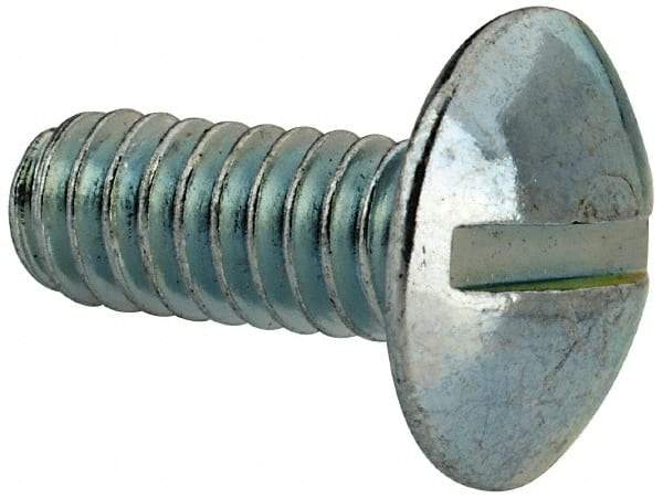Value Collection - 1/4-20 UNC, 5/8" Length Under Head Slotted Drive Machine Screw - Truss Head, Grade 2 Steel, Zinc-Plated Finish, Without Washer - Exact Tool & Supply