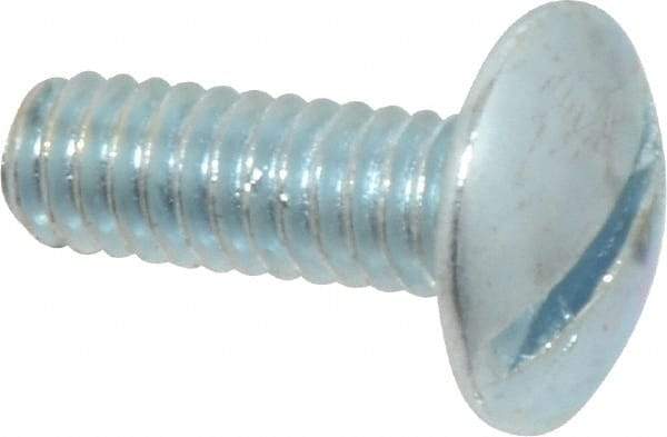Value Collection - 1/4-20 UNC, 3/4" Length Under Head Slotted Drive Machine Screw - Truss Head, Grade 2 Steel, Zinc-Plated Finish, Without Washer - Exact Tool & Supply