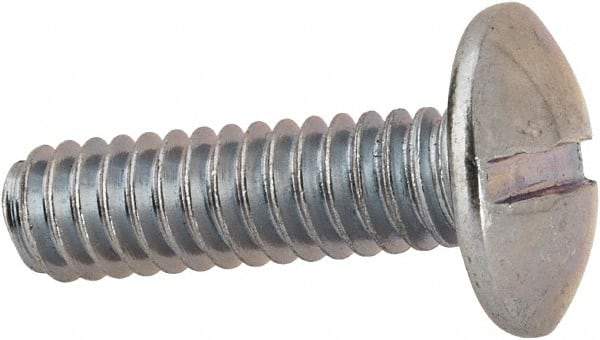 Value Collection - 1/4-20 UNC, 7/8" Length Under Head Slotted Drive Machine Screw - Truss Head, Grade J82 Steel, Zinc-Plated Finish, Without Washer - Exact Tool & Supply