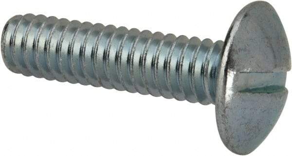 Value Collection - 1/4-20 UNC, 1" Length Under Head Slotted Drive Machine Screw - Truss Head, Grade J82 Steel, Zinc-Plated Finish, Without Washer - Exact Tool & Supply