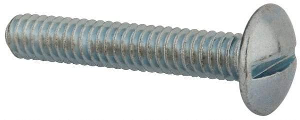 Value Collection - 1/4-20 UNC, 1-1/2" Length Under Head Slotted Drive Machine Screw - Truss Head, Grade J82 Steel, Zinc-Plated Finish, Without Washer - Exact Tool & Supply