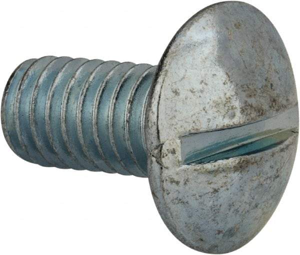 Value Collection - 3/8-16 UNC, 3/4" Length Under Head Slotted Drive Machine Screw - Truss Head, Grade 2 Steel, Zinc-Plated Finish, Without Washer - Exact Tool & Supply