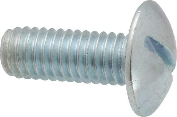Value Collection - 3/8-16 UNC, 1" Length Under Head Slotted Drive Machine Screw - Truss Head, Grade 2 Steel, Zinc-Plated Finish, Without Washer - Exact Tool & Supply